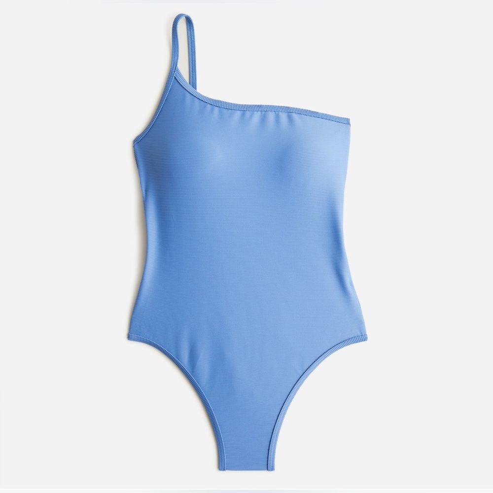 J CREW one strap, ribbed, high rise back, high leg swimsuit